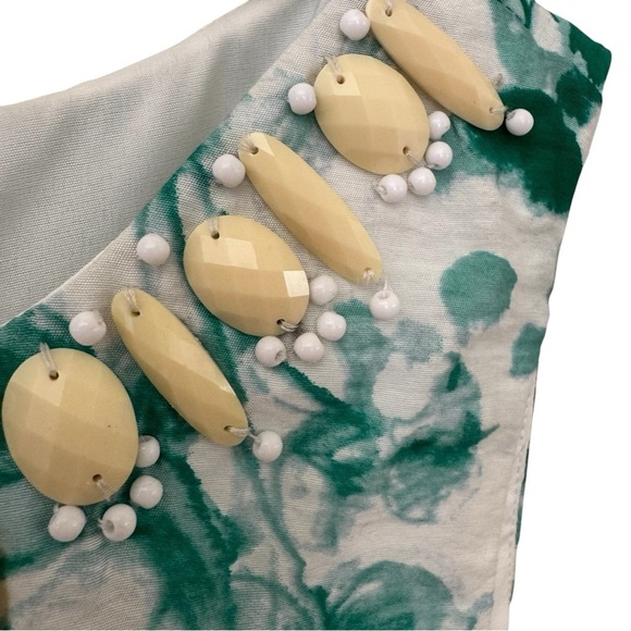 Adrianna Papell Green Dress Floral Fit & Flare Sleeveless beaded collar 10 - Picture 6 of 13